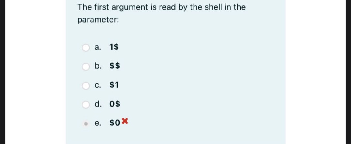 The first argument is read by the shell in the