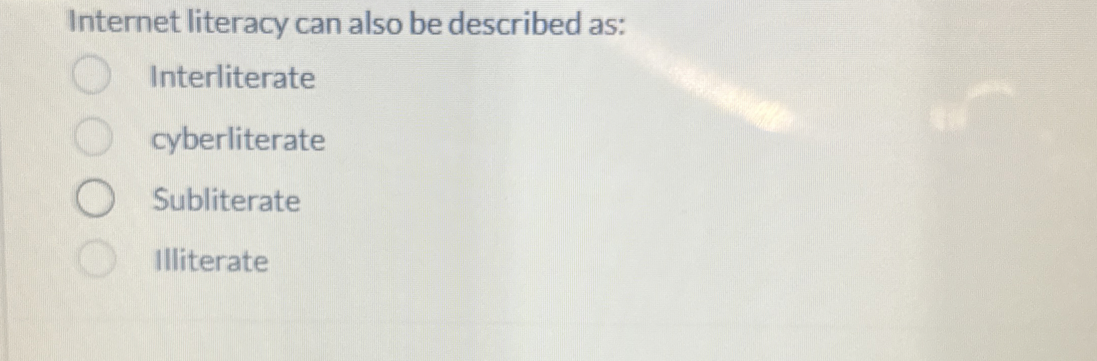 Internet literacy can also be described as: