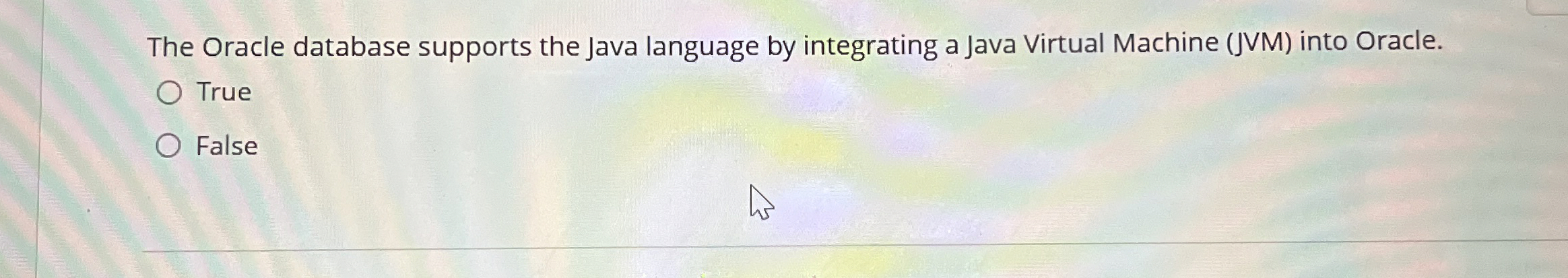 The Oracle database supports the Java language by