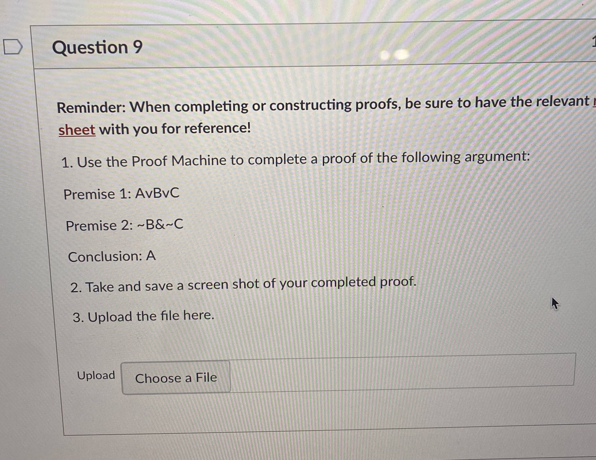 Question 9 Reminder: When completing or