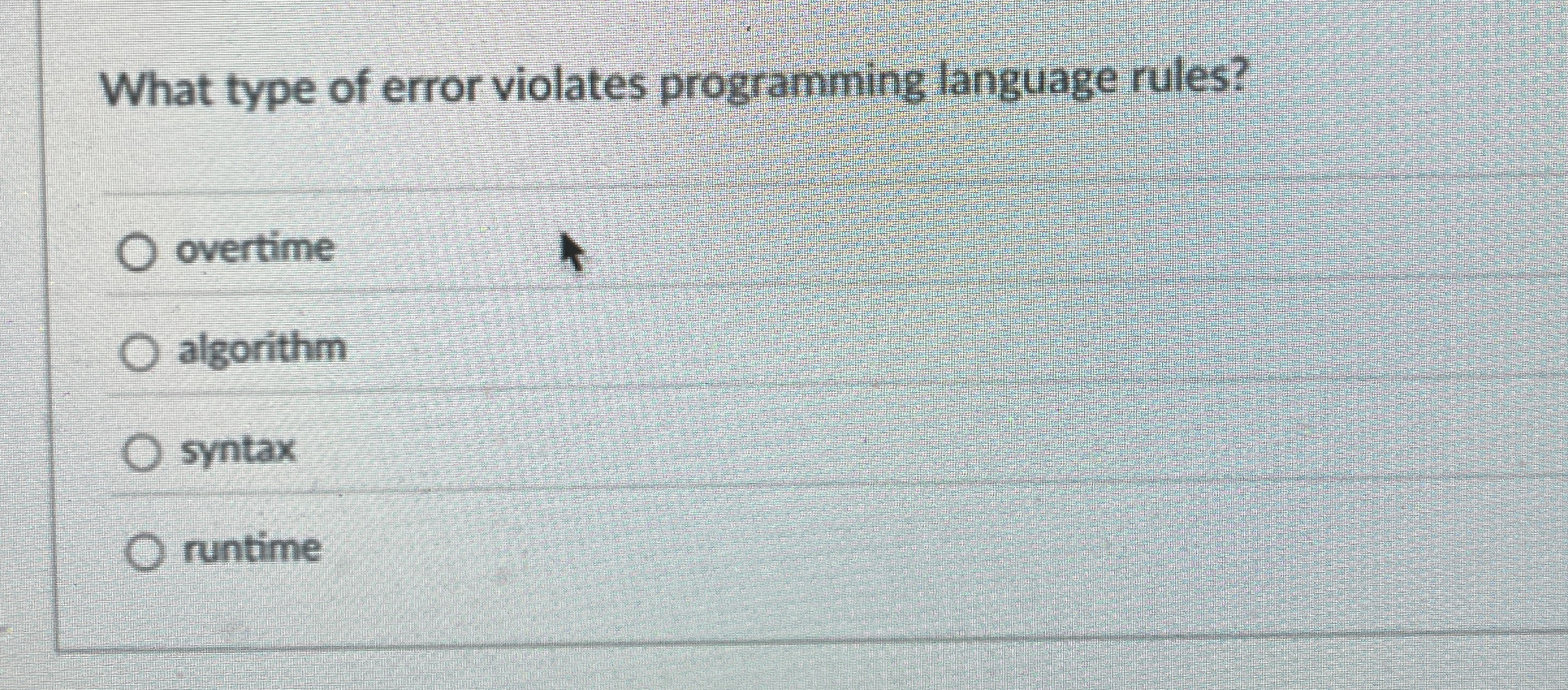 What type of error violates programming language