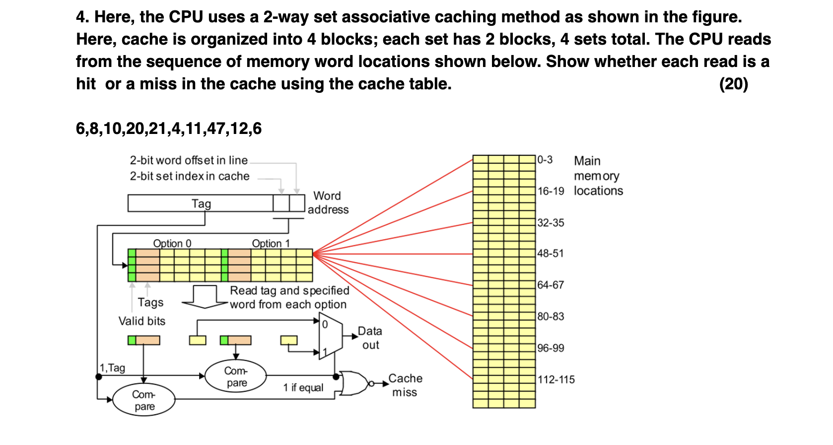 3 . Here, the CPU uses a direct - mapped caching