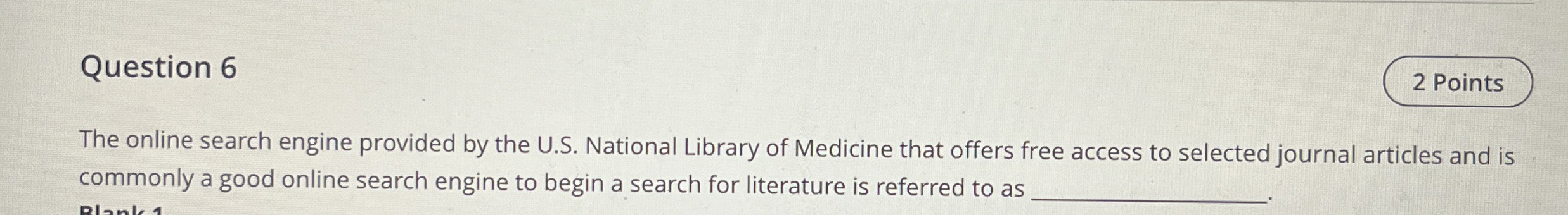 Question 6 The online search engine provided by