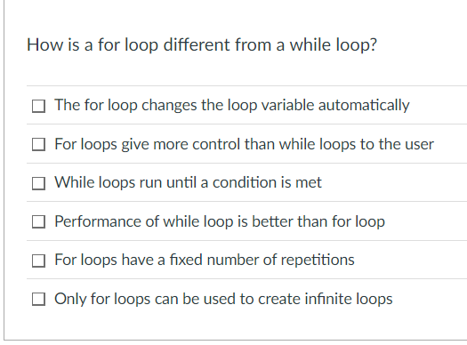 How is a for loop different from a while loop?
