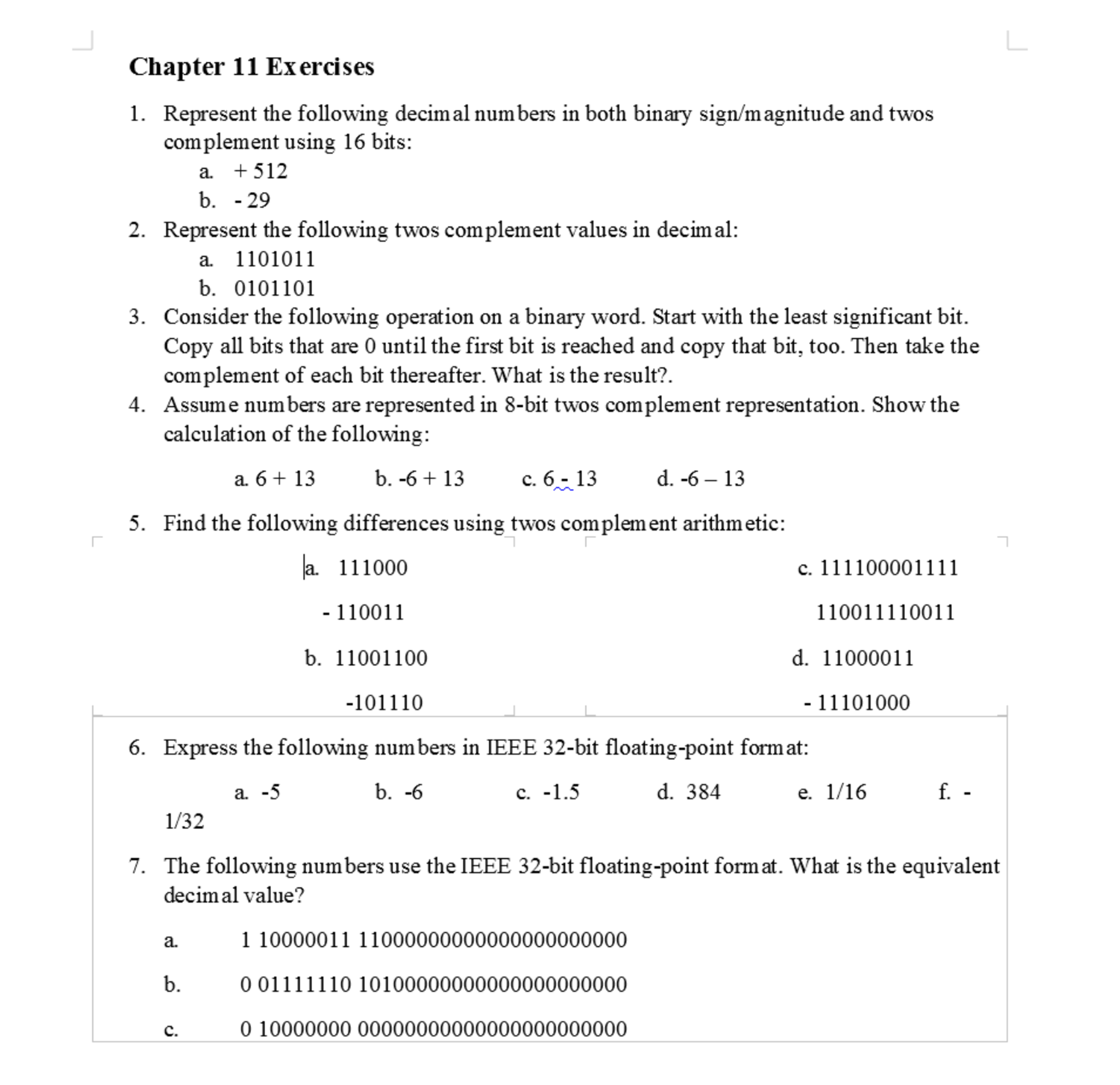 Can you help solve this Chapter 1 1 Exercises