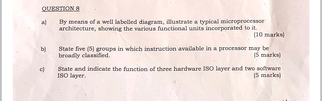 QUESTION 8 a ) By means of a well labelled