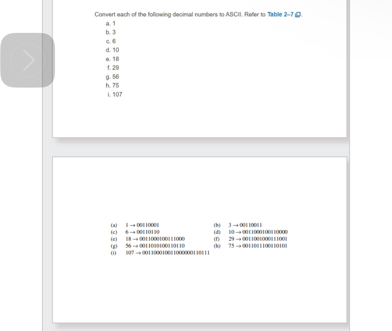 Convert each of the following decimal numbers to