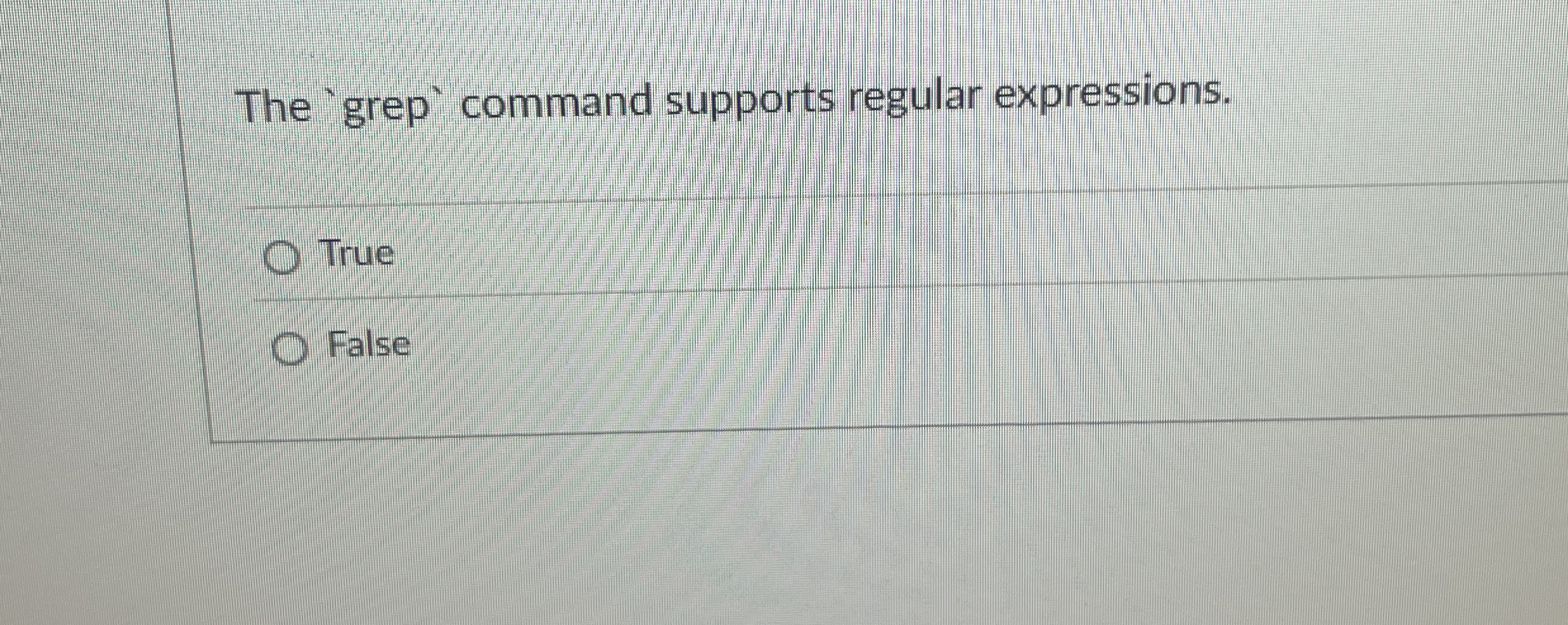 The 'grep' command supports regular expressions.