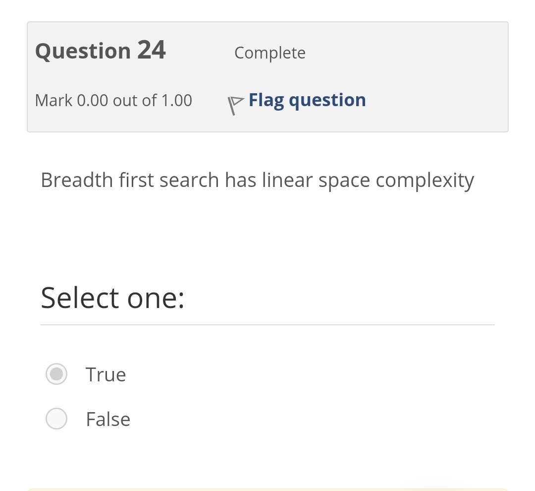 Question 2 4 Complete Mark 0 . 0 0 out of 1 . 0 0