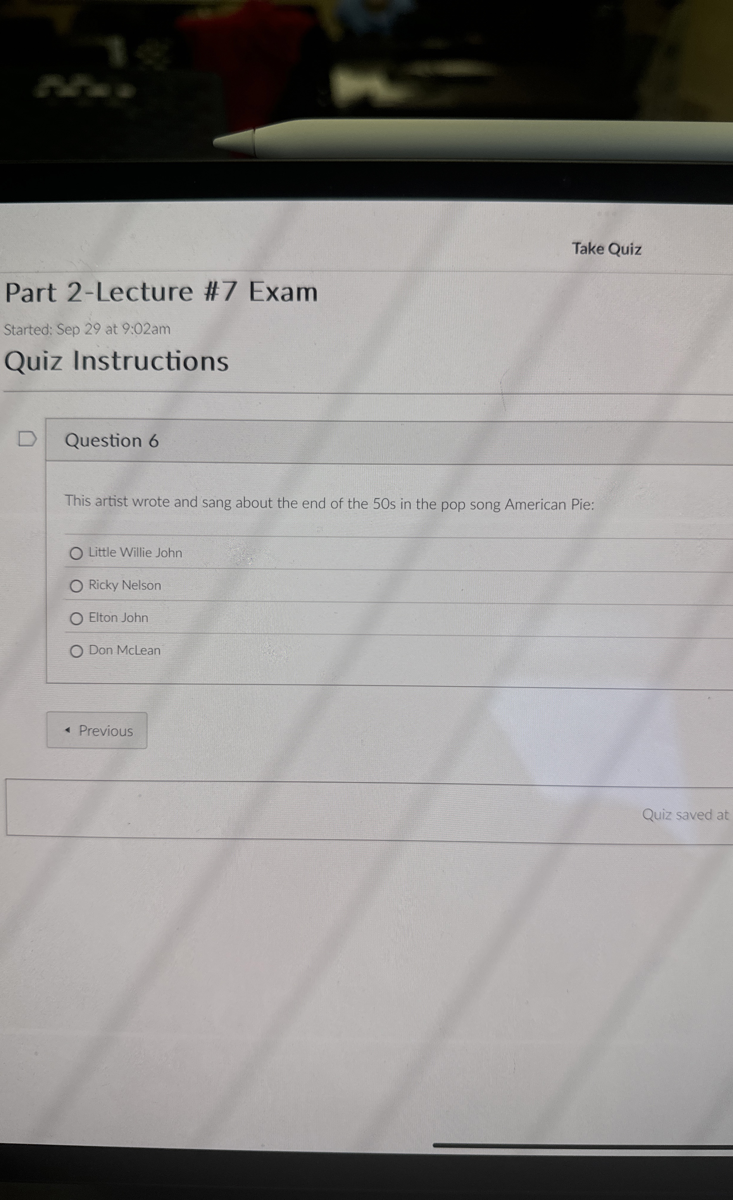 Question 6 This artist wrote and sang about the