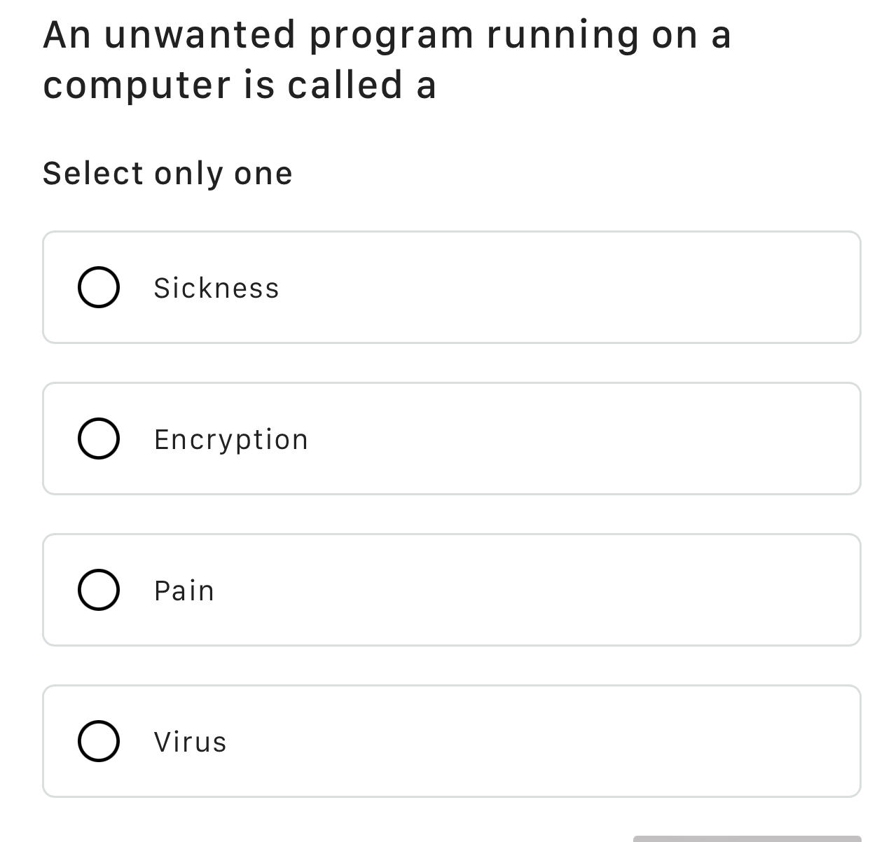 An unwanted program running on a computer is