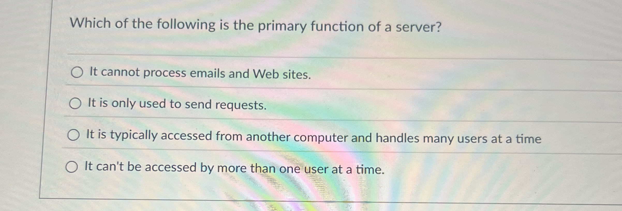 Which of the following is the primary function of