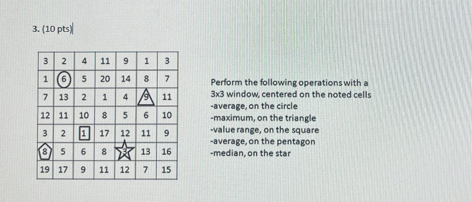 ( 1 0 pts ) \ table [ [ 3 , 2 , 4 , 1 1 , 9 , 1 ,