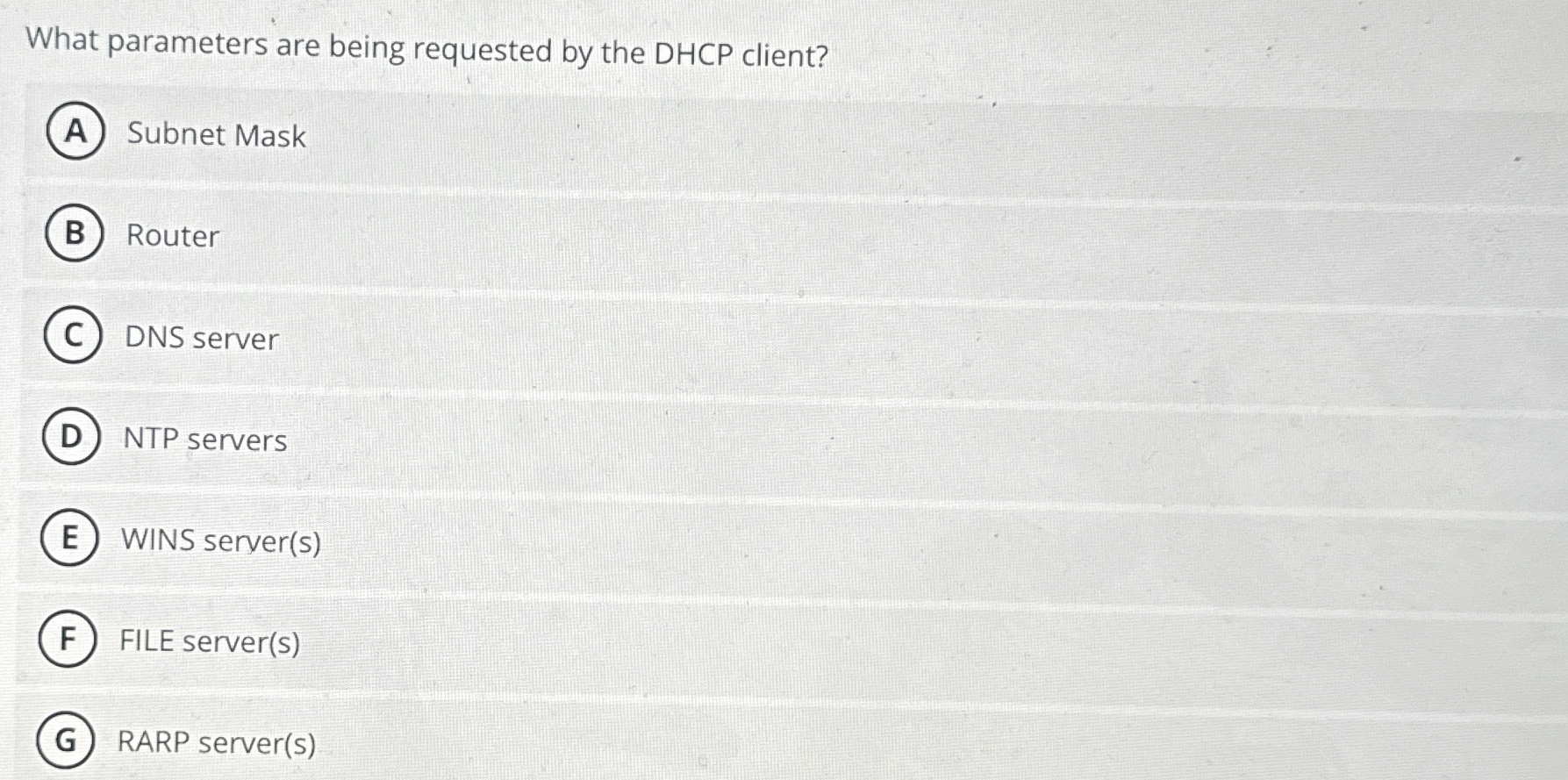What parameters are being requested by the DHCP