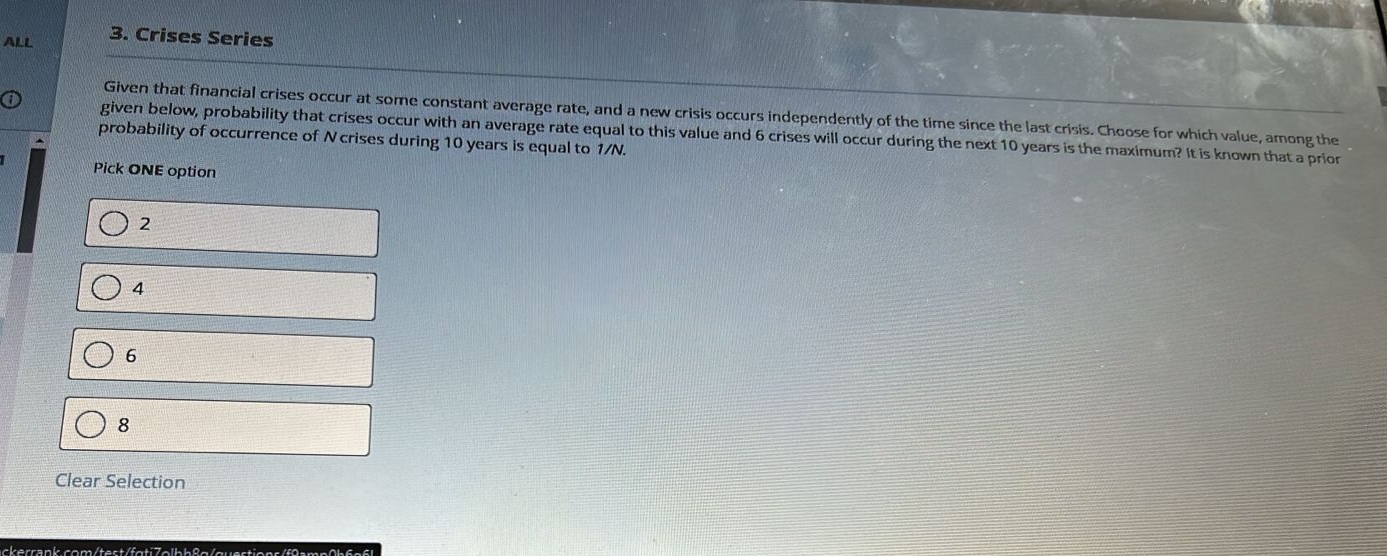 Crises Series Given that financial crises occur