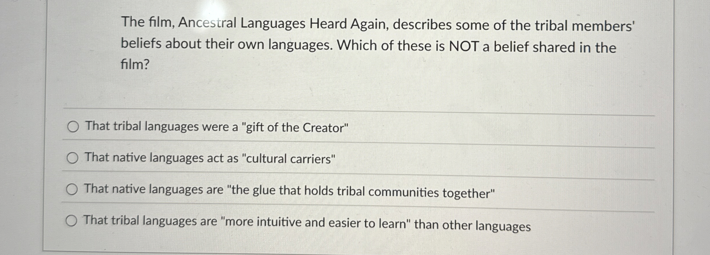 The film, Ancestral Languages Heard Again,