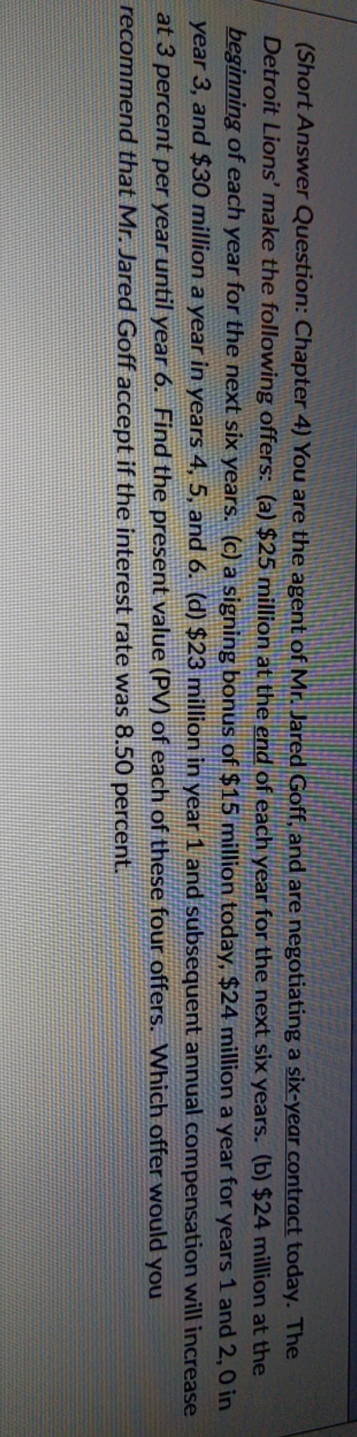 please show work (Short Answer Question: Chapter