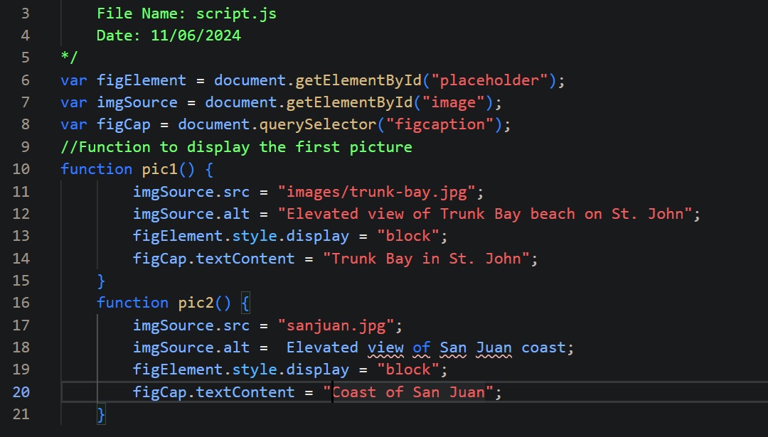 Add a new comment below the pic 1 ( ) function,
