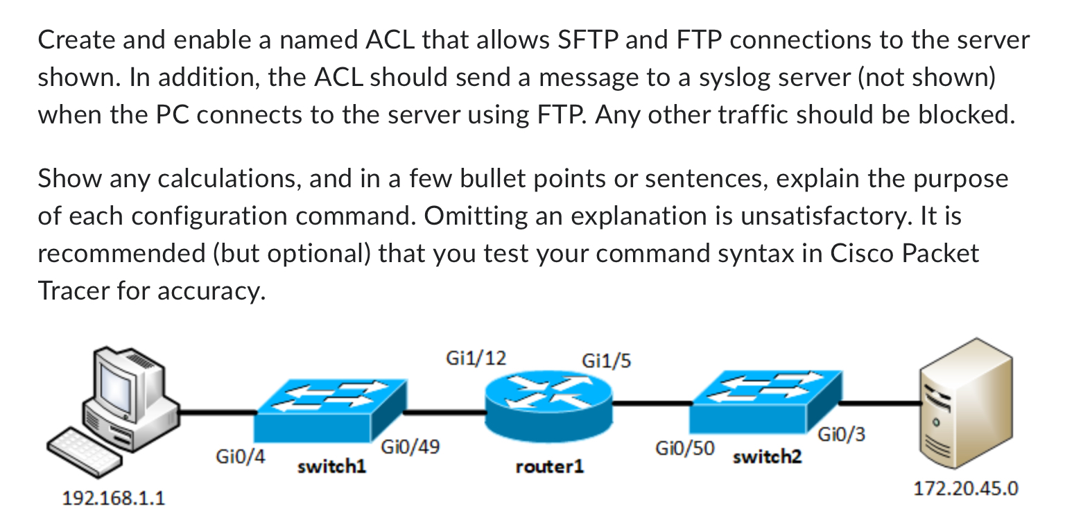 Create and enable a named ACL that allows SFTP