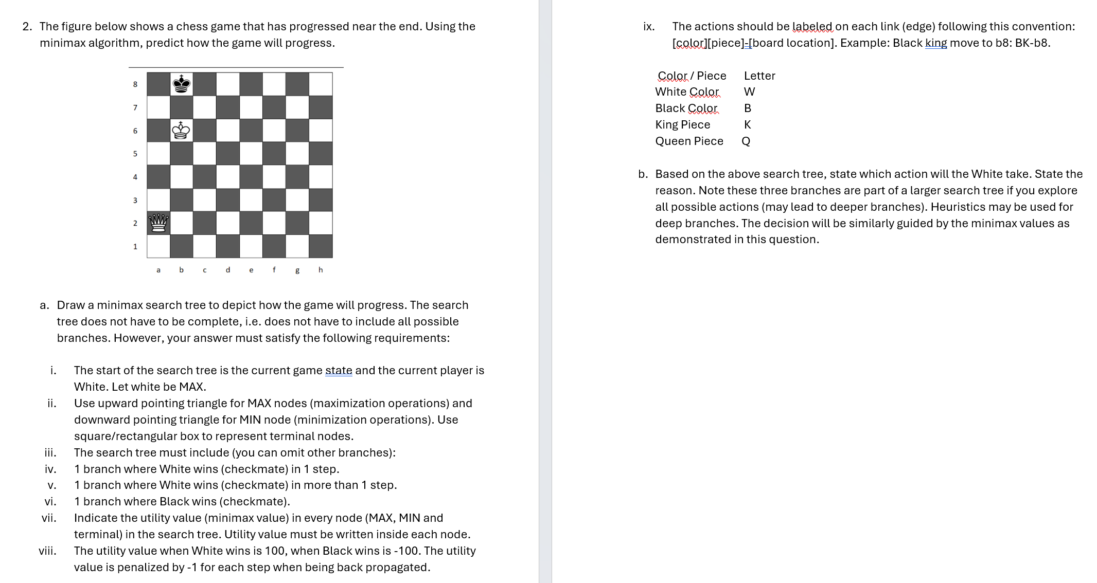 2 . The figure below shows a chess game that has