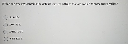 Which registry key contains the default registry