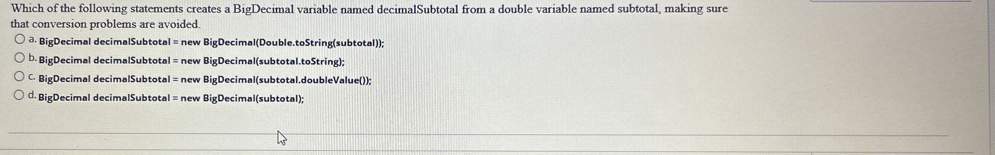Which of the following statements creates a