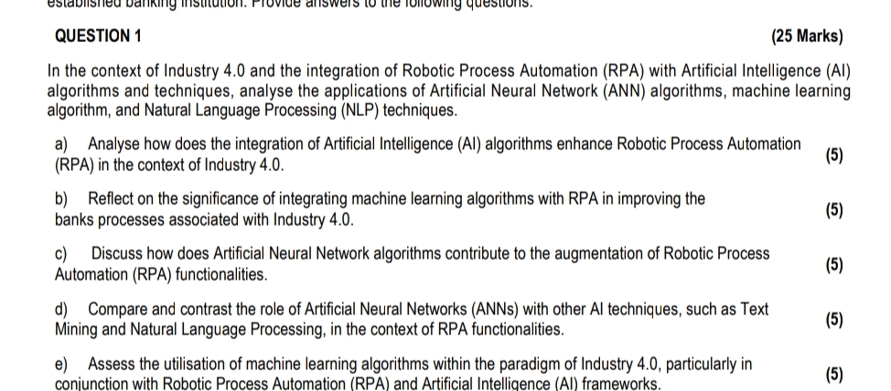 QUESTION 1 ( 2 5 Marks ) In the context of