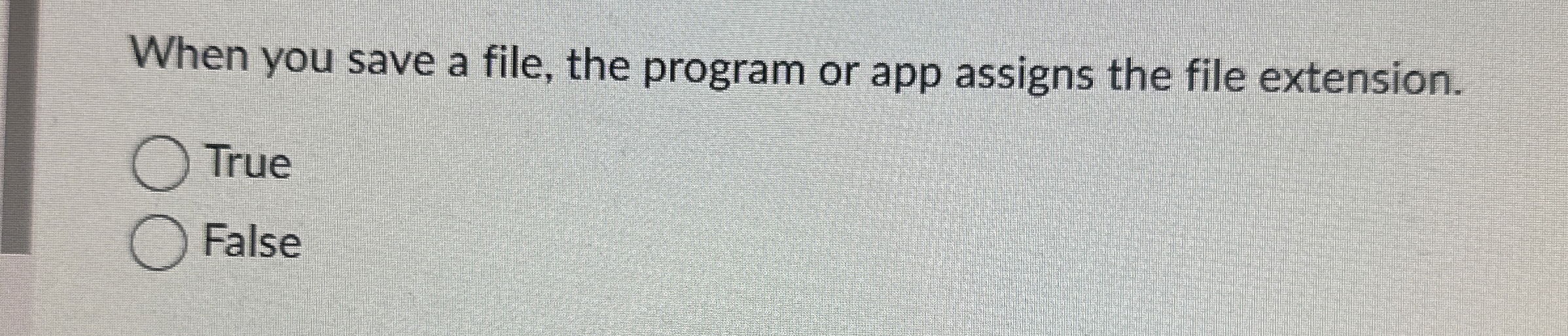 When you save a file, the program or app assigns