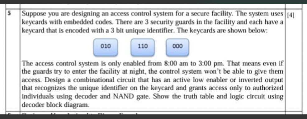 Suppose you are designing an access control