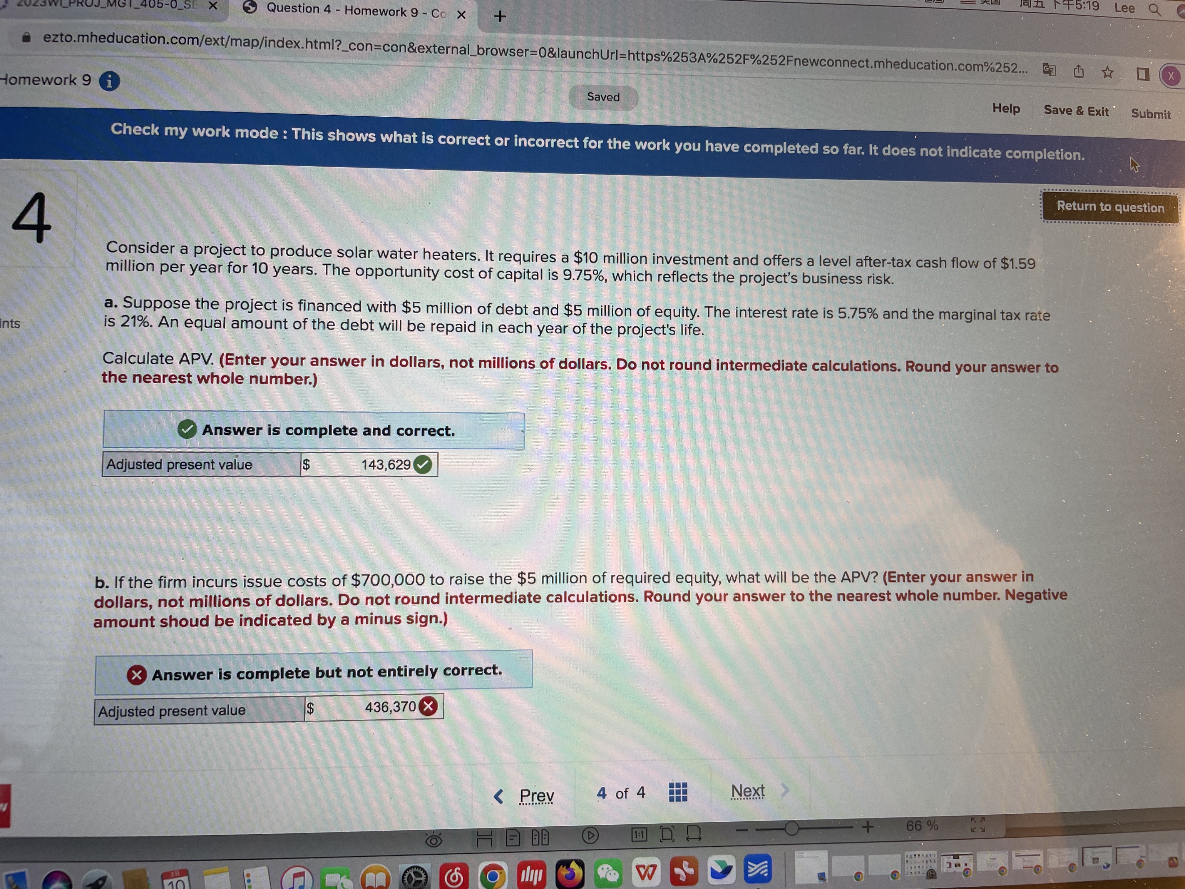 Jan 45:19 Lee Q Question 4 - Homework 9 - Co X +