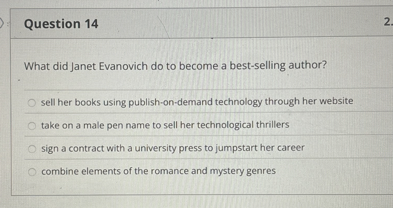Question 1 4 What did Janet Evanovich do to
