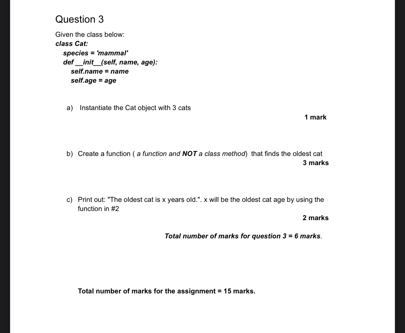 Question 3 Answer in jupyter notebook format as