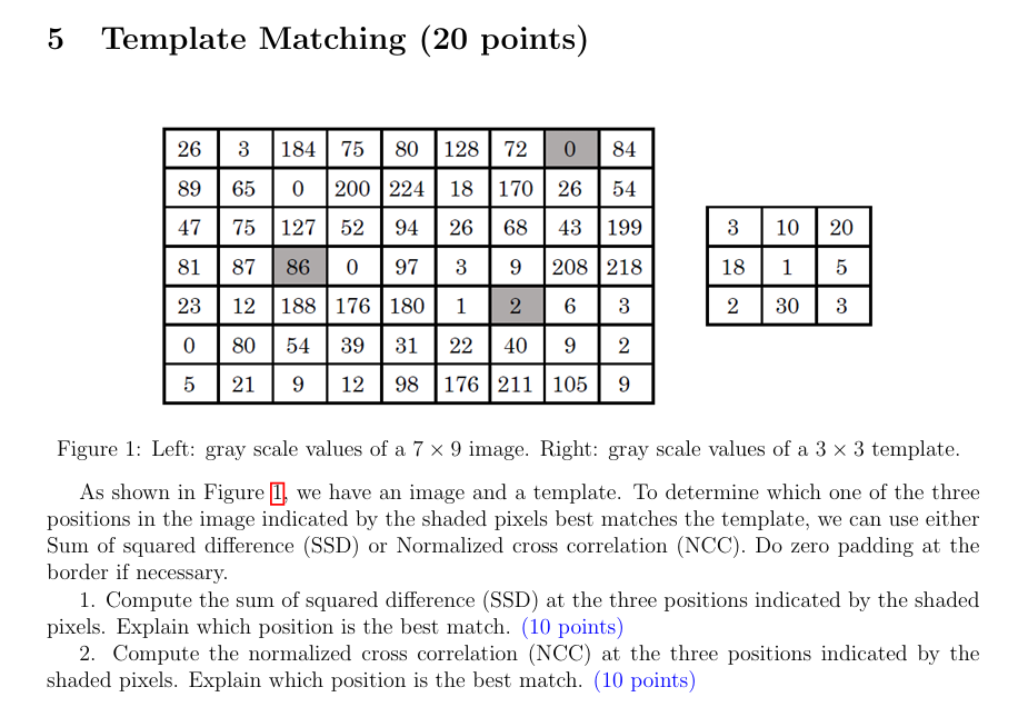 5 Template Matching ( 2 0 points ) Figure 1 :