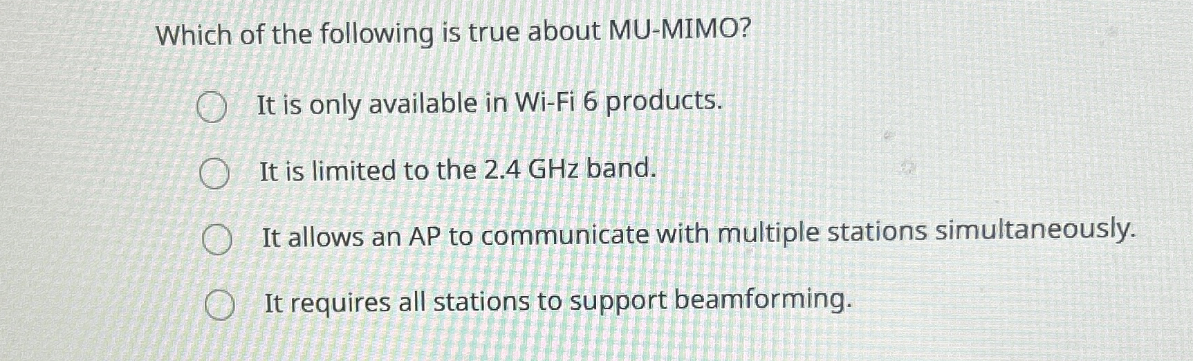 Which of the following is true about MU - MIMO?