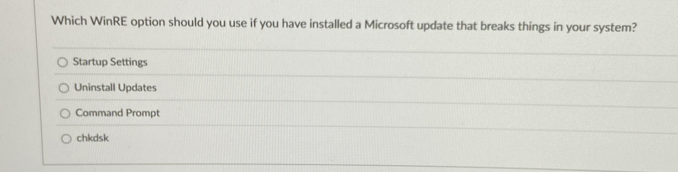 Which WinRE option should you use if you have