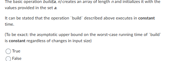 The basic operation build ( a , \ ( n \ ) )