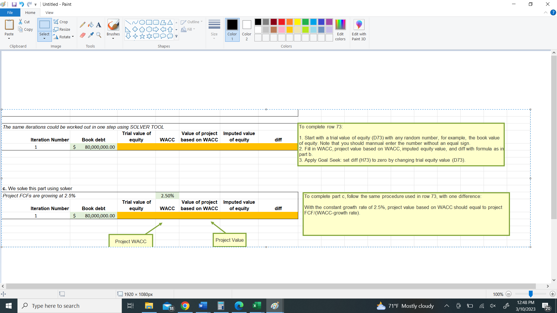 Please, complete the exercise in an EXCEL