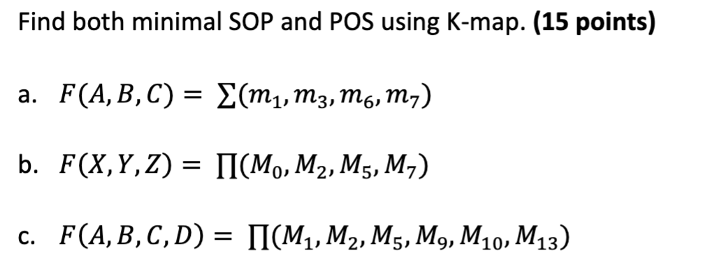 Find both minimal SOP and POS using K - map. ( 1