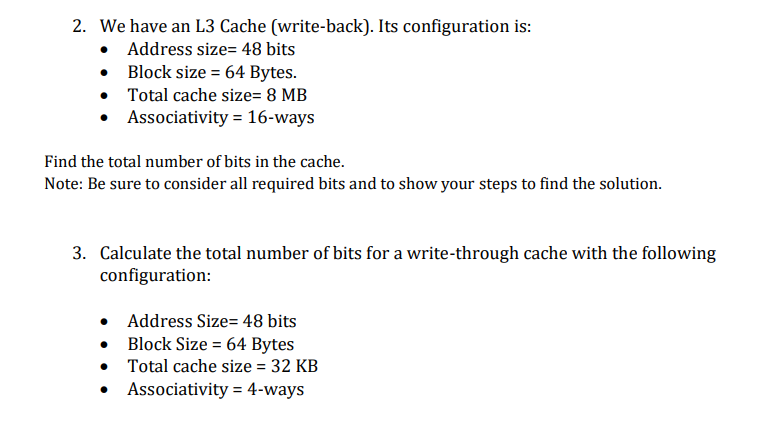 Find the total number of bits in the cache. Note:
