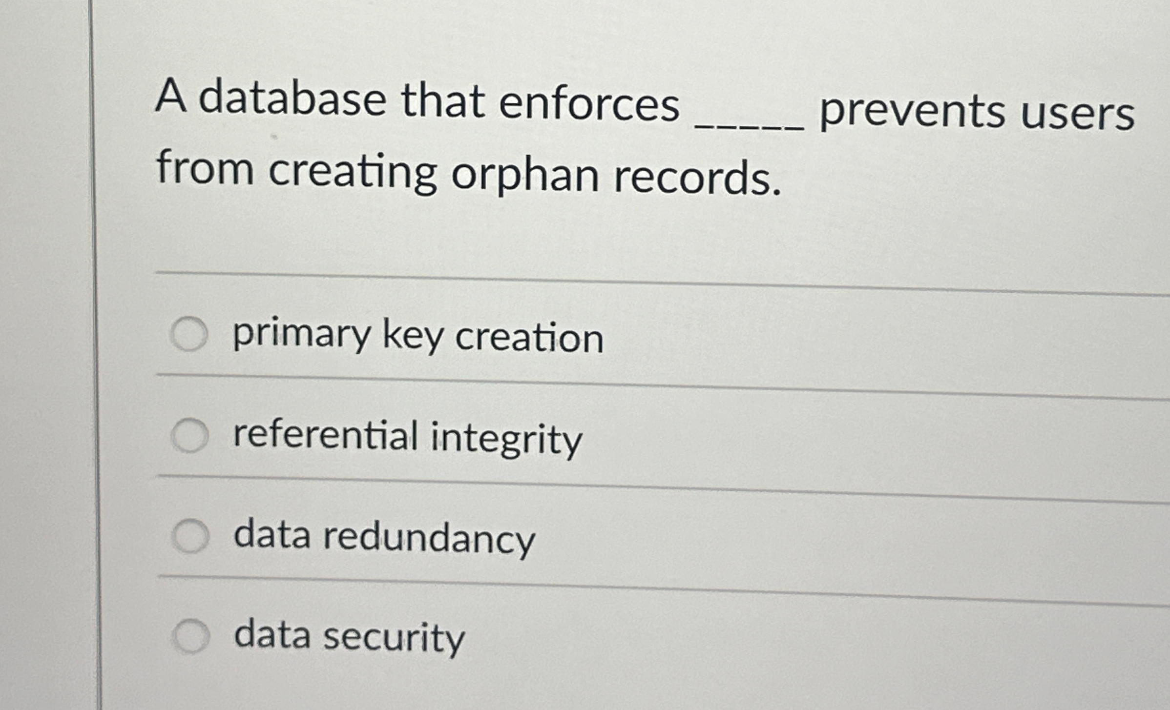 A database that enforces prevents users from