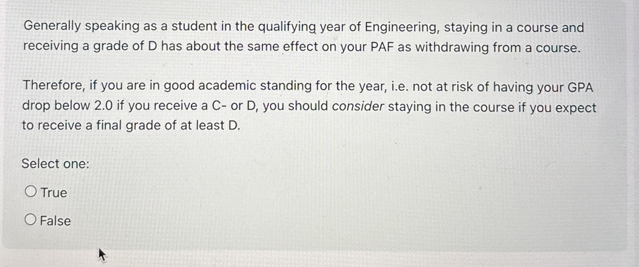 Generally speaking as a student in the qualifying