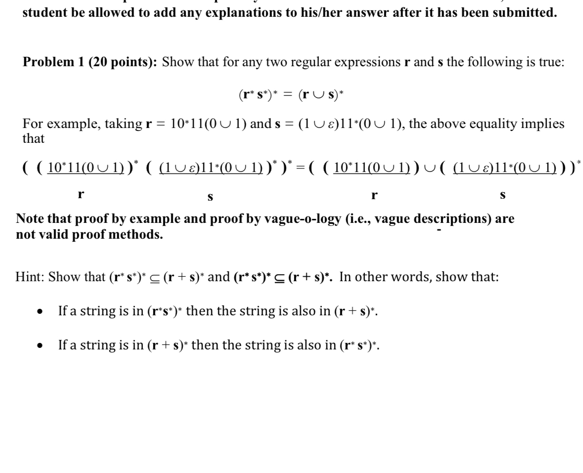 student be allowed to add any explanations to his