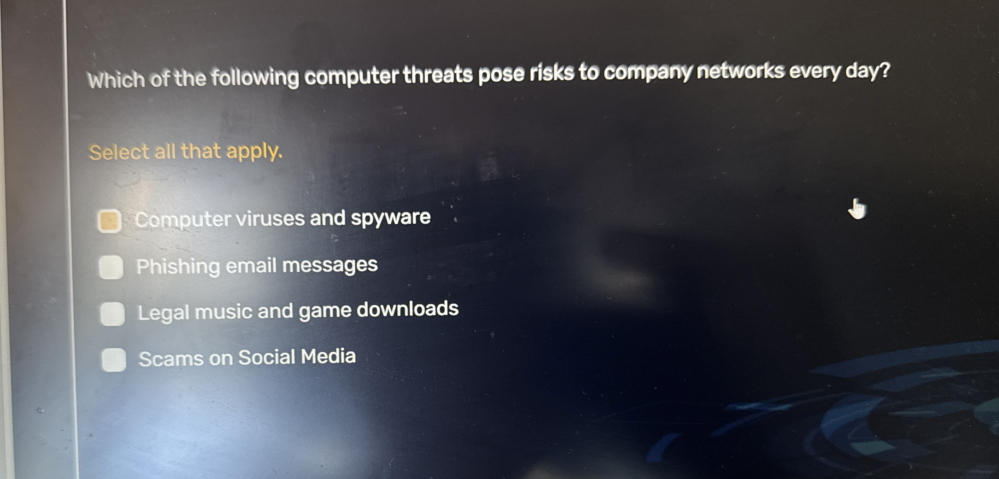 Which of the following computer threats pose