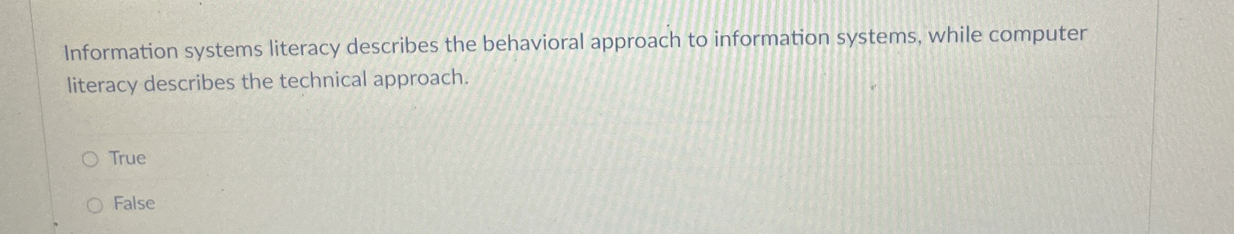 Information systems literacy describes the