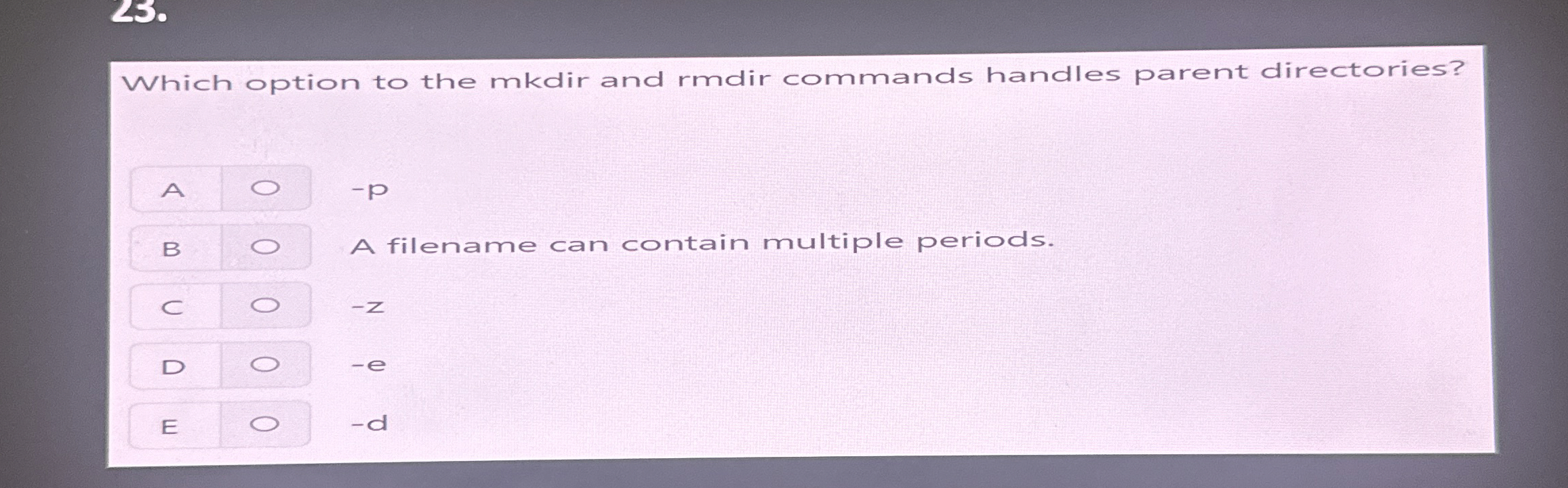 Which option to the mkdir and rmdir commands