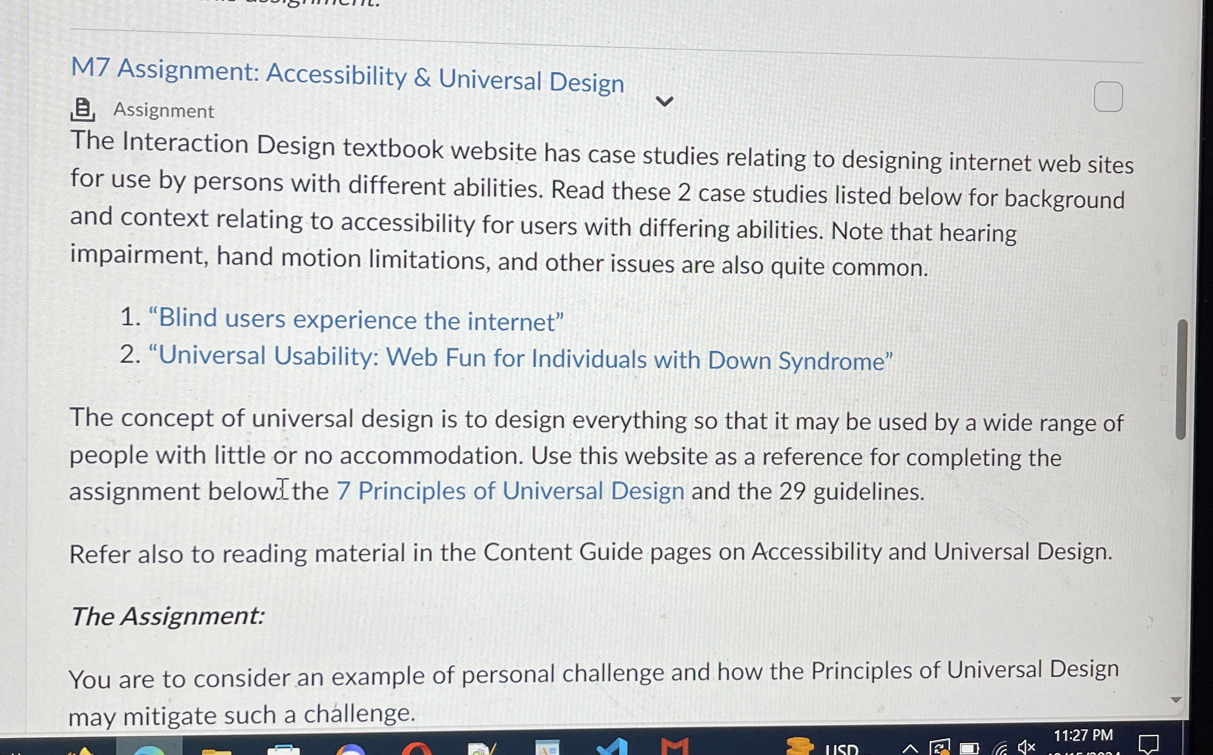 M 7 Assignment: Accessibility & Universal Design