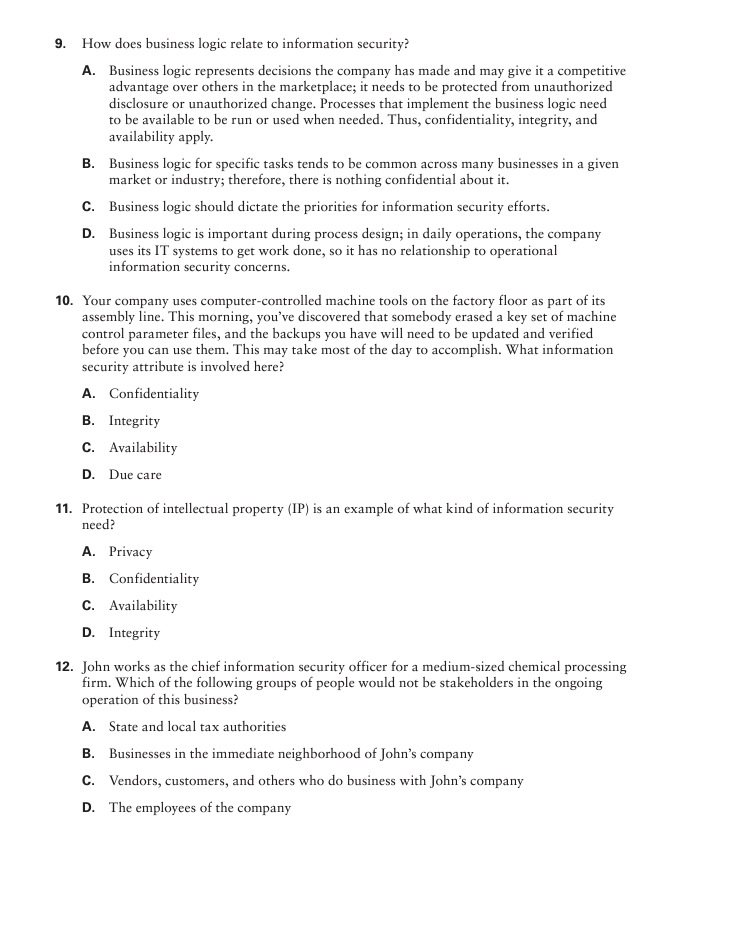 9 . How does business logic relate to information