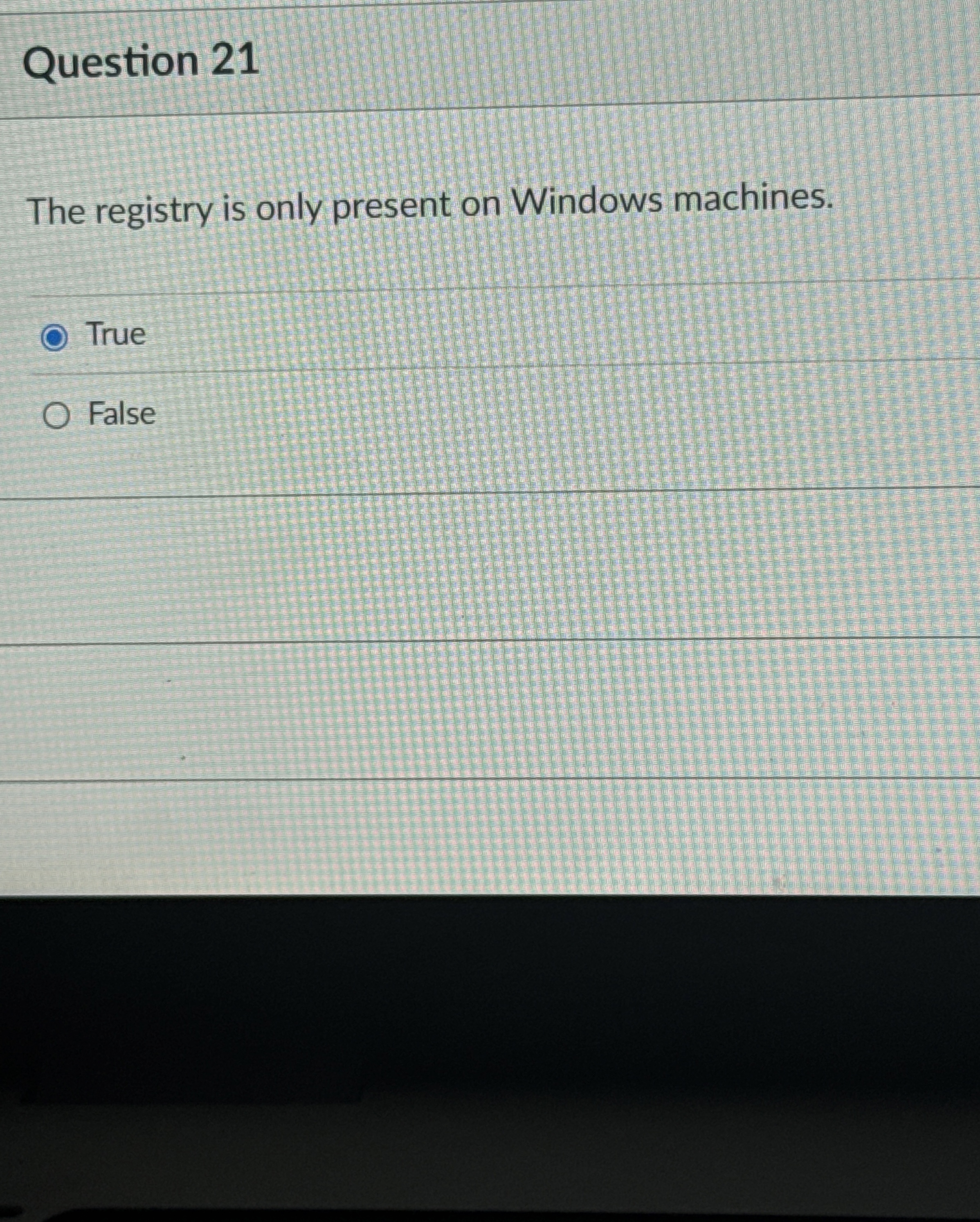 Question 2 1 The registry is only present on