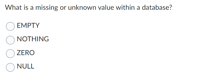 What is a missing or unknown value within a