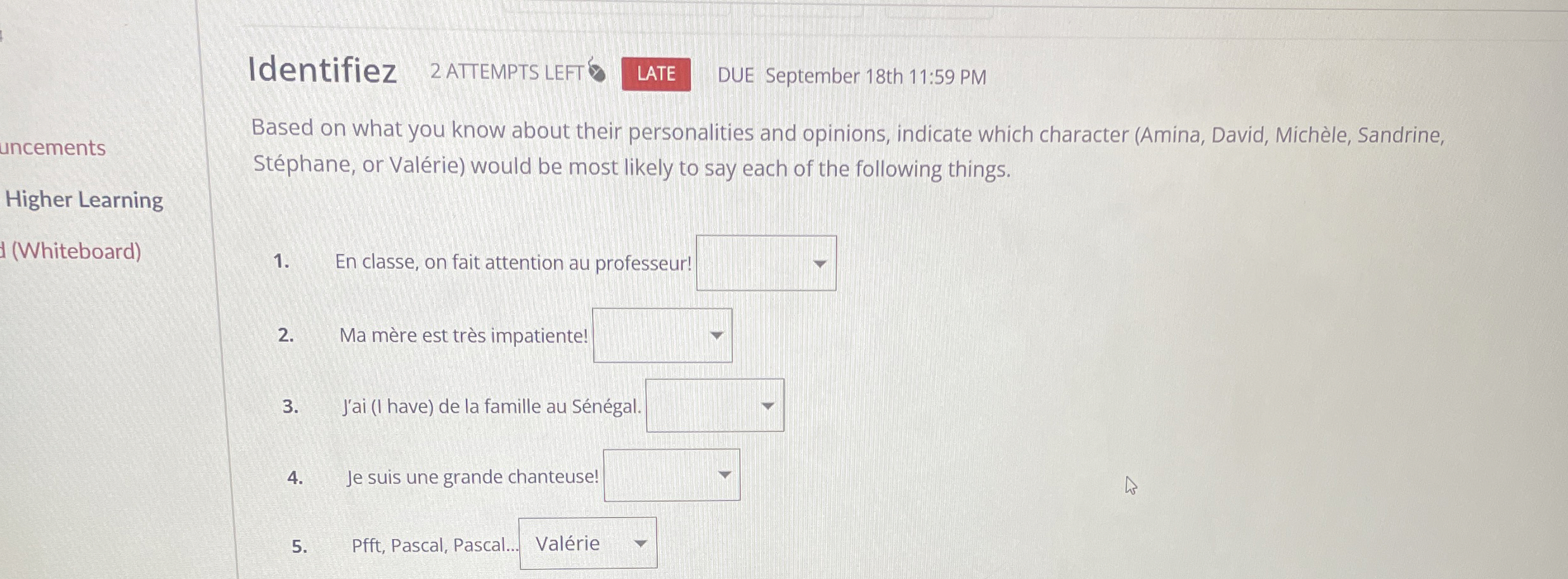 Identifiez Based on what you know about their